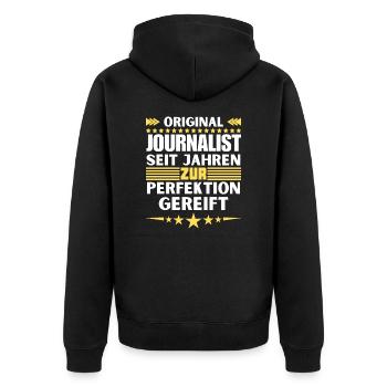 Journalist matured to perfection - Unisex Premium Organic Zip Hoodie - black - Back - Nico (187cm)