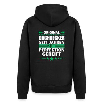 Roofers matured to perfection - Unisex Premium Organic Zip Hoodie - black - Back - Nico (187cm)
