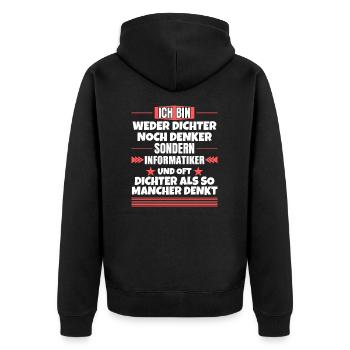 Neither a poet nor a thinker, but a computer scientist - Unisex Premium Organic Zip Hoodie - black - Back - Nico (187cm)