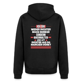 Ni poète ni penseur, mais comptable - Veste à capuche bio Premium Unisexe - noir - Dos - Nico (187cm)
