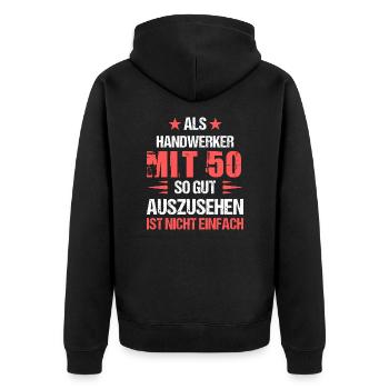 At 50 handsome craftsman - Unisex Premium Organic Zip Hoodie - black - Back - Nico (187cm)