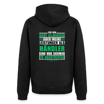 Unmatched performance as a trader - Unisex Premium Organic Zip Hoodie - black - Back - Nico (187cm)