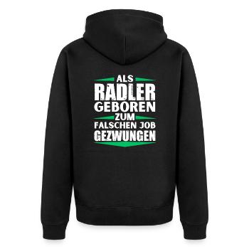 Cyclist landed in the wrong job - Unisex Premium Organic Zip Hoodie - black - Back - Nico (187cm)