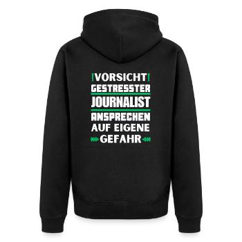 Ne parlez pas à des journalistes stressés ! - Veste à capuche bio Premium Unisexe - noir - Dos - Nico (187cm)