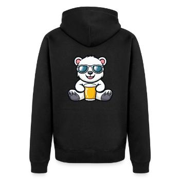 Eisbär Apres Ski Bier - Unisex Premium Bio Zip Hoodie - Schwarz - Hinten - Nico (187cm)