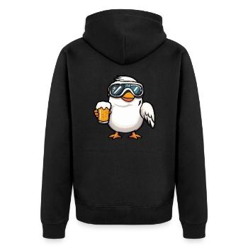Taube Vogel Après Ski Beer - Unisex Premium Organic Zip Hoodie - black - Back - Nico (187cm)