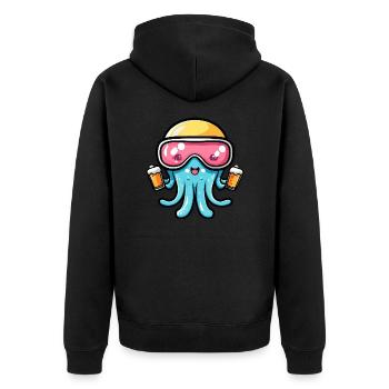 méduse après-ski bière bande dessinée - Veste à capuche bio Premium Unisexe - noir - Dos - Nico (187cm)