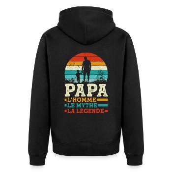 Papa l'homme le mythe la légende Cadeau - Veste à capuche bio Premium Unisexe - noir - Dos - Nico (187cm)
