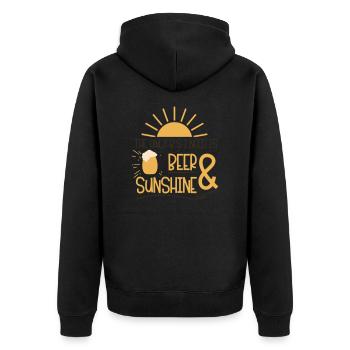 BIER TRINK SONNEN URLAUB PARTY GRILLEN GRILL MOTIV - Unisex Premium Bio Zip Hoodie - Schwarz - Hinten - Nico (187cm)