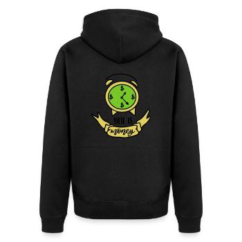ZEIT IST GELD GOLD AKTIEN GOLD LIEBE LIEBEN MOTIV - Unisex Premium Bio Zip Hoodie - Schwarz - Hinten - Nico (187cm)