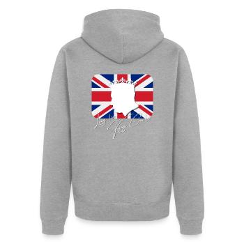Britischer König Krönung Charles England Flagge - Unisex Premium Bio Zip Hoodie - Grau meliert - Hinten - Nico (187cm)