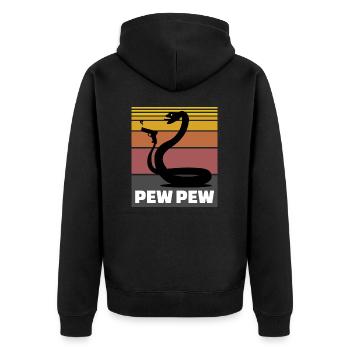 Schlange Pew Pew Geschenk - Unisex Premium Bio Zip Hoodie - Schwarz - Hinten - Nico (187cm)
