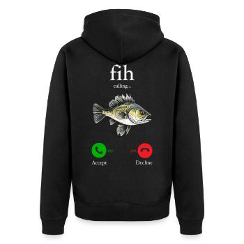Lustiger Fih Fisch Meme Fisch Fih Lustiger falsch geschriebener Fisch - Unisex Premium Bio Zip Hoodie - Schwarz - Hinten - Nico (187cm)