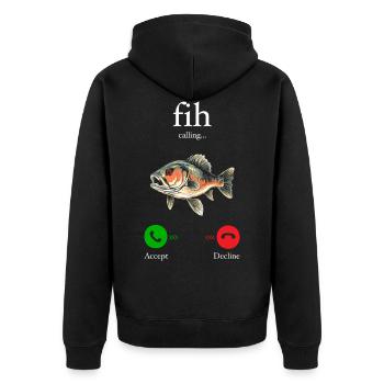 Fih Anruf Erinnern Nachricht Ablehnen Telefon akzeptieren - Unisex Premium Bio Zip Hoodie - Schwarz - Hinten - Nico (187cm)