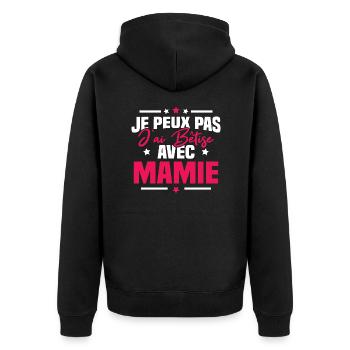 Je peux pas j'ai bêtise avec mamie - Veste à capuche bio Premium Unisexe - noir - Dos - Nico (187cm)