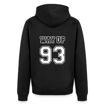 Way Up 93 Vintage 30th Birthday Anniversary 1993 - Unisex Premium Organic Zip Hoodie - black - Back - Nico (187cm)