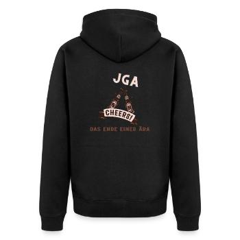 JGA Männer - Unisex Premium Bio Zip Hoodie - Schwarz - Hinten - Nico (187cm)