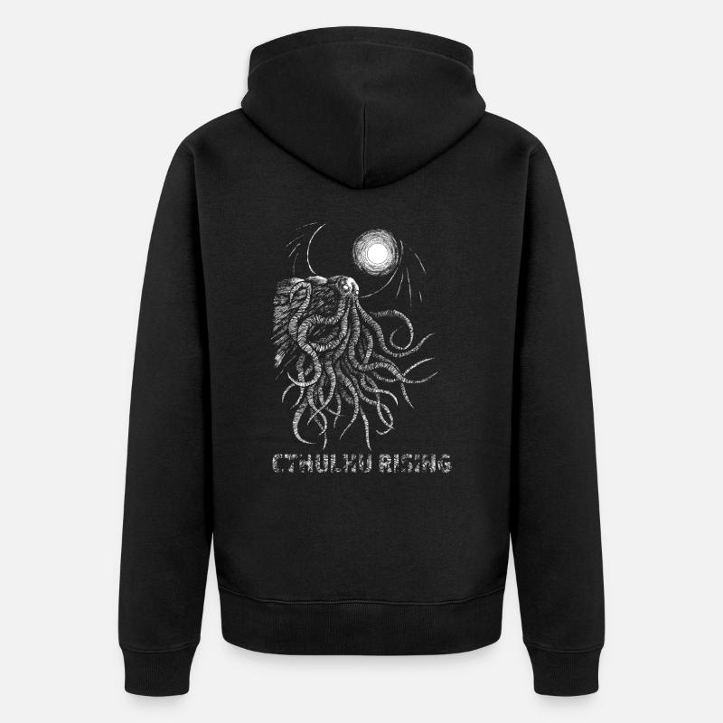 CTHULHU STEIGT - Unisex Premium Bio Zip Hoodie - Schwarz