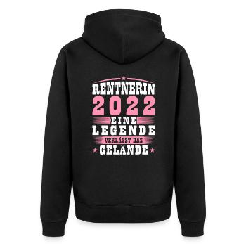 Rentnerin 2022 Eine Legende Verlässt Das Gelände - Unisex Premium Bio Zip Hoodie - Schwarz - Hinten - Nico (187cm)