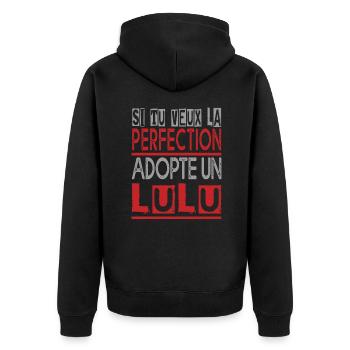 Si tu veux la perfection adopte Lulu Lucas Lucien - Veste à capuche bio Premium Unisexe - noir - Dos - Nico (187cm)