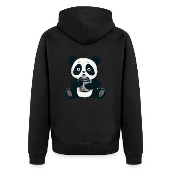 Caffeine Panda: From Morning Grouch to Early Riser - Unisex Premium Organic Zip Hoodie - black - Back - Nico (187cm)