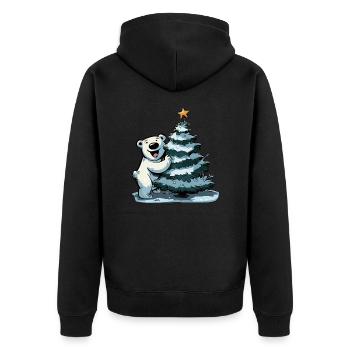 Christmas bear on the Christmas tree: festive joy - Unisex Premium Organic Zip Hoodie - black - Back - Nico (187cm)