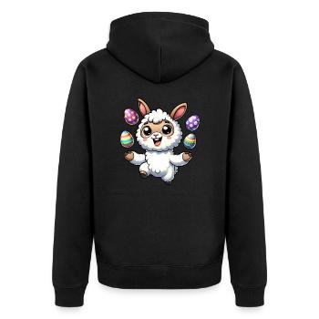 Easter Llama Juggling Easter Egg Juggling - Unisex Premium Organic Zip Hoodie - black - Back - Nico (187cm)
