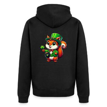 St. Patrick's Day Eichhörnchen: Festliches Design - Unisex Premium Bio Zip Hoodie - Schwarz - Hinten - Nico (187cm)