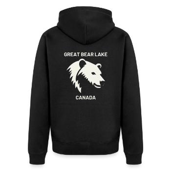 Great Bear Lake Silhouette Design - Urlaub in - Unisex Premium Bio Zip Hoodie - Schwarz - Hinten - Nico (187cm)