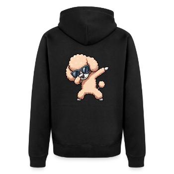 Cool Poodle Dab Pose Funny - Unisex Premium Organic Zip Hoodie - black - Back - Nico (187cm)