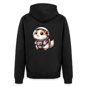 Cute Hamster Astronaut - Unisex Premium Organic Zip Hoodie - black - Back - Nico (187cm)