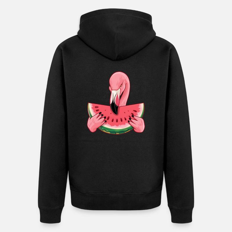 Délice de pastèque d’été Flamingo - Veste à capuche bio Premium Unisexe - noir