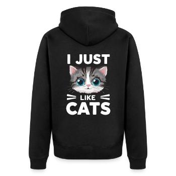 Chat Chats Amoureux Chat Propriétaire Chaton - Veste à capuche bio Premium Unisexe - noir - Dos - Nico (187cm)