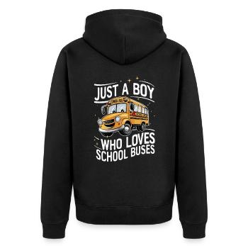 Bus Busfahrer Schulbus - Unisex Premium Bio Zip Hoodie - Schwarz - Hinten - Nico (187cm)