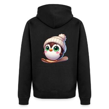 Süßer Pinguin Snowboard Snowboarder Wintersport - Unisex Premium Bio Zip Hoodie - Schwarz - Hinten - Nico (187cm)