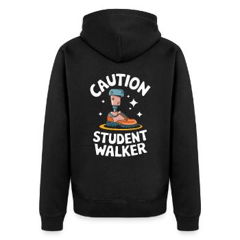 Amputation Behinderung - Unisex Premium Bio Zip Hoodie - Schwarz - Hinten - Nico (187cm)