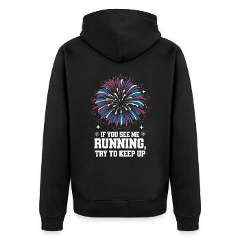 Pyrotechnics Fireworks Pyrotechnics - Unisex Premium Organic Zip Hoodie - black - Back - Nico (187cm)