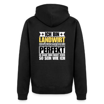 Perfekter Landwirt - Unisex Premium Bio Zip Hoodie - Schwarz - Hinten - Nico (187cm)