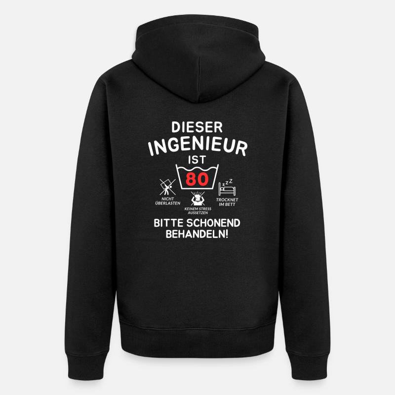 This engineer is 80. - Unisex Premium Organic Zip Hoodie - black
