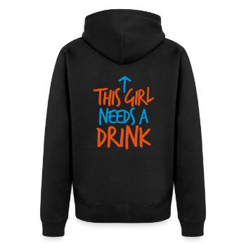 This girl needs a DRINK! arrow up - Unisex Premium Organic Zip Hoodie - black - Back - Nico (187cm)