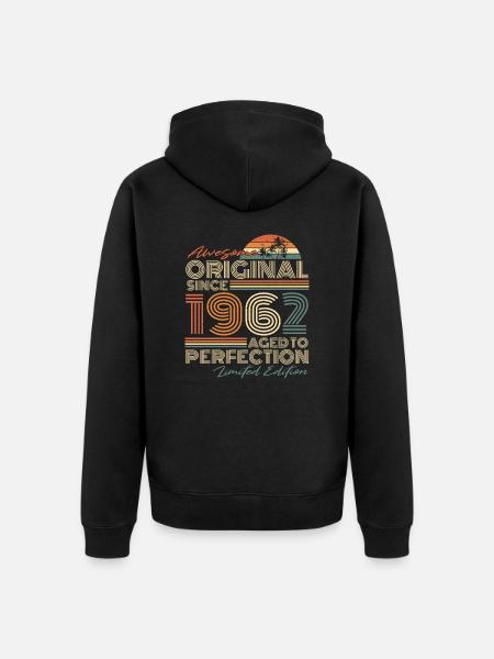 1962 Vintage Original vintage retro birthday - Unisex Premium Organic Zip Hoodie - black