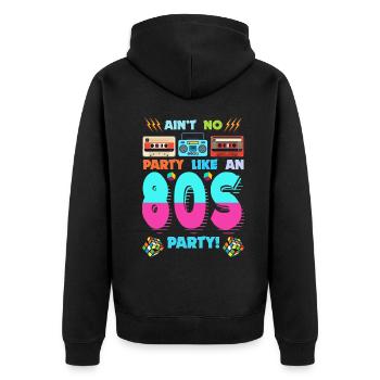 80s Party Vibes - Retro Design with Cassette Tapes - Unisex Premium Organic Zip Hoodie - black - Back - Nico (187cm)