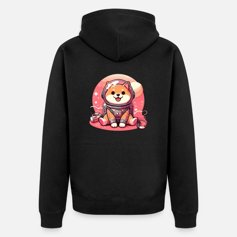 Shiba Inu Astronaute Aventurier - Veste à capuche bio Premium Unisexe - noir