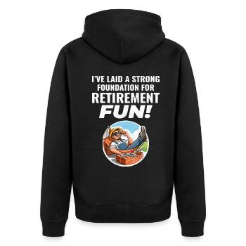 Retired Bricklayer: Retirement Foundations of Fun - Unisex Premium Organic Zip Hoodie - black - Back - Nico (187cm)