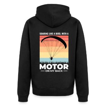 Motorschirmpilot Motorschirm Motorschirm - Unisex Premium Bio Zip Hoodie - Schwarz - Hinten - Nico (187cm)