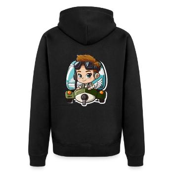 Fly High - Unisex Premium Organic Zip Hoodie - black - Back - Nico (187cm)