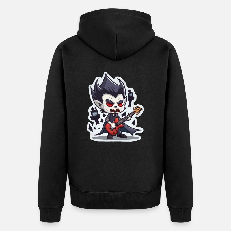 Vampire grattant la guitare - Veste à capuche bio Premium Unisexe - noir