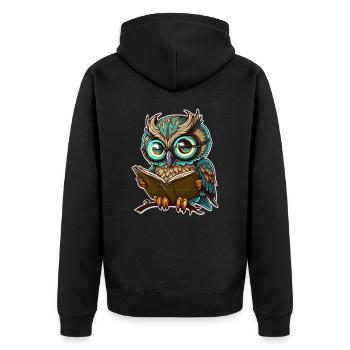 Bücherwurm - Unisex Premium Bio Zip Hoodie - Schwarz - Hinten - Nico (187cm)
