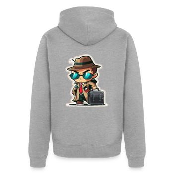 Top Secret - Unisex Premium Organic Zip Hoodie - heather grey - Back - Nico (187cm)
