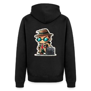 Streng geheim - Unisex Premium Bio Zip Hoodie - Schwarz - Hinten - Nico (187cm)